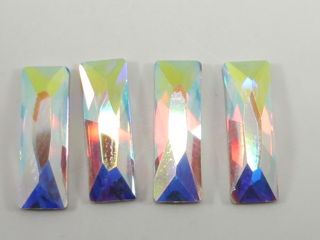 12 pcs. BAGUETTE 3.7x1.9mm CRYSTAL AB STAR BRIGHT FLATBACK Rhinestones